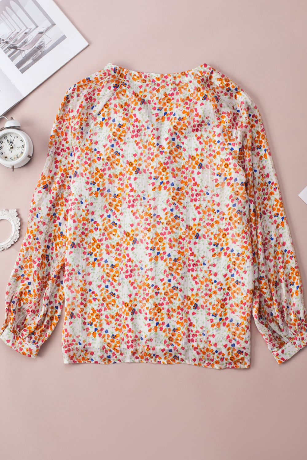 Floral Printed Notched Long Sleeve Shirt | Spring Blouses