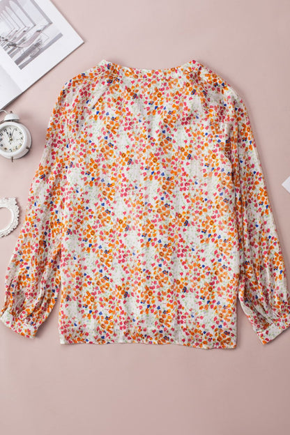 Floral Printed Notched Long Sleeve Shirt | Spring Blouses