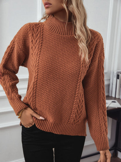 Cable-Knit Mock Neck Long Sleeve Sweater | Winter Sweater | Sweater Weather