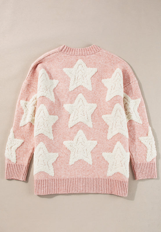 Sherpa Star V-Neck Cardigan with Pockets | Winter Sweater | Cardigan