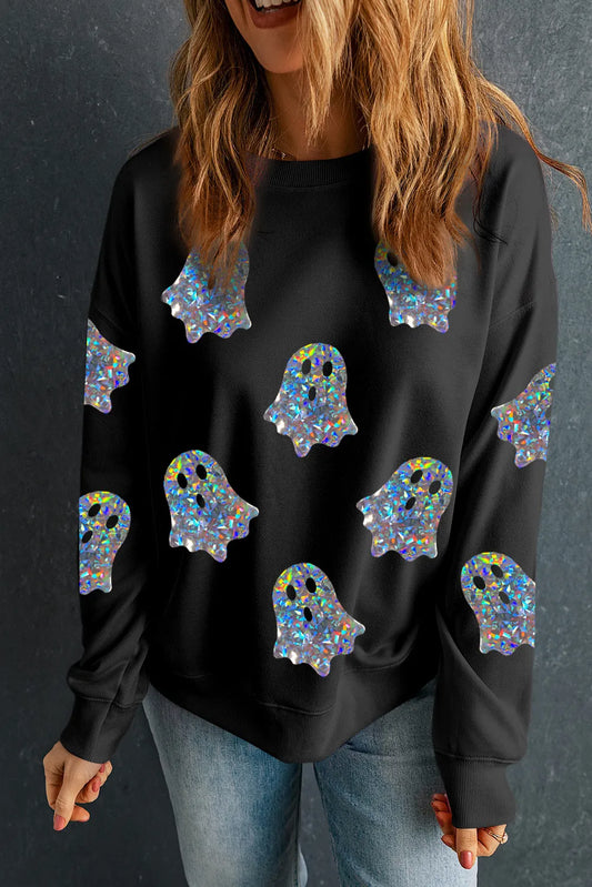 Ghost Round Neck Long Sleeve Sweatshirt | Halloween Sweatshirt | Halloween Outfit