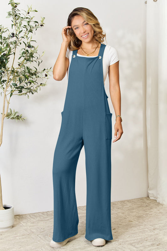 Wide Strap Overalls with Pockets (Available in Plus Sizes)