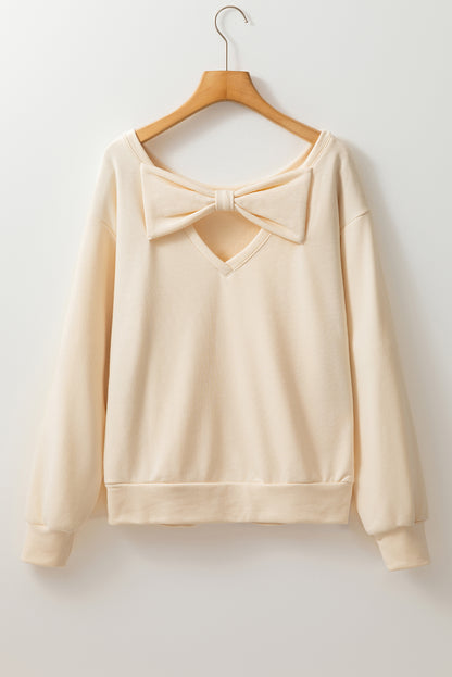 Bow Cutout Round Neck Long Sleeve Sweatshirt | Winter Fashion | Winter Sweater