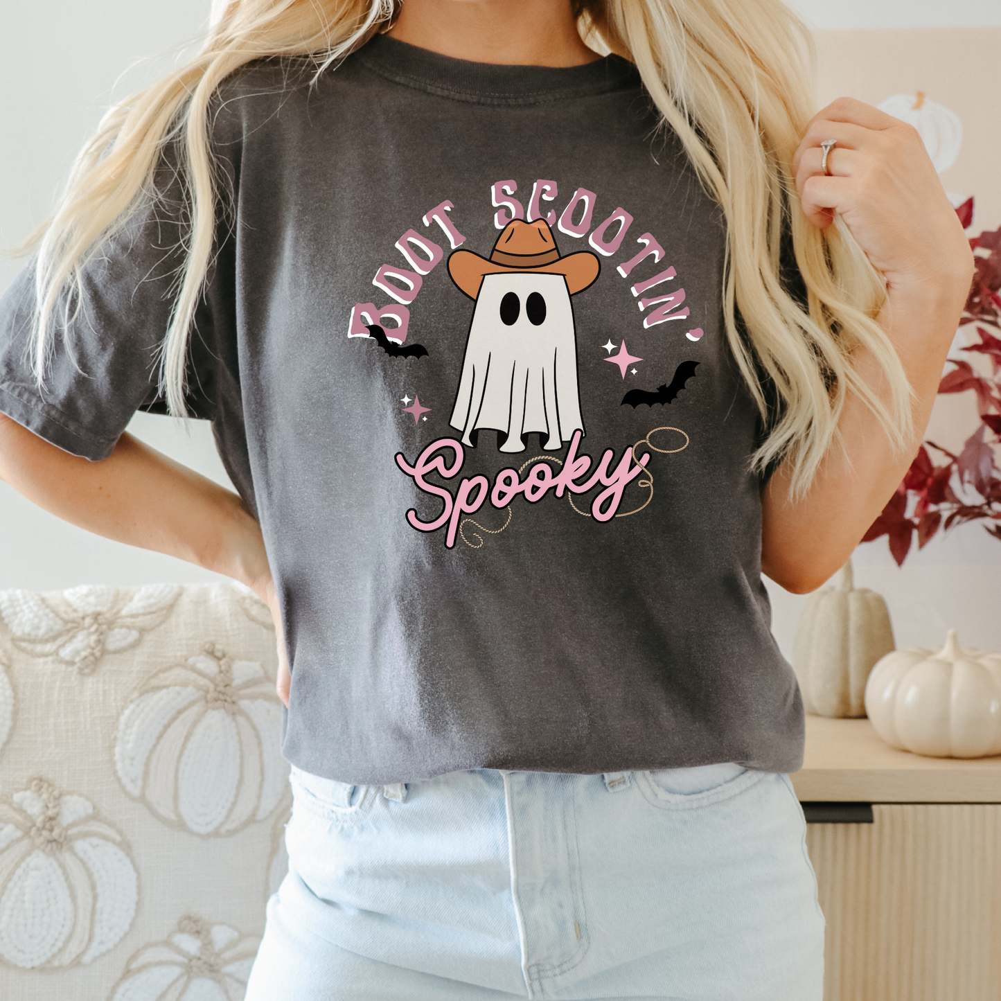 Ghost Cowboy Halloween T-Shirt | Spooky Season | Halloween Ghost Girly Shirt