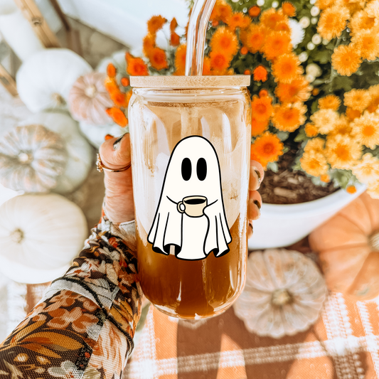 Cottagecore Halloween Coffee Glass | Fall Coffee Glass | Spooky Iced Coffee Glass