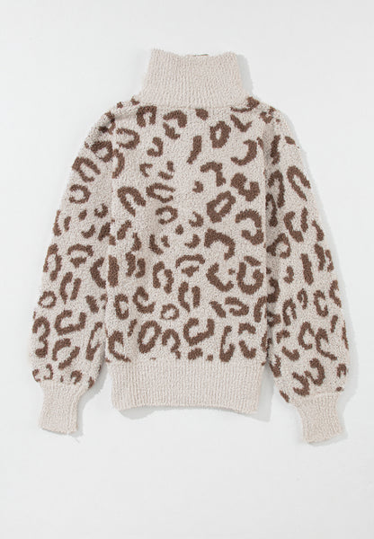 Leopard Half Zip Long Sleeve Sweater | Sweater Weather | Leopard Print