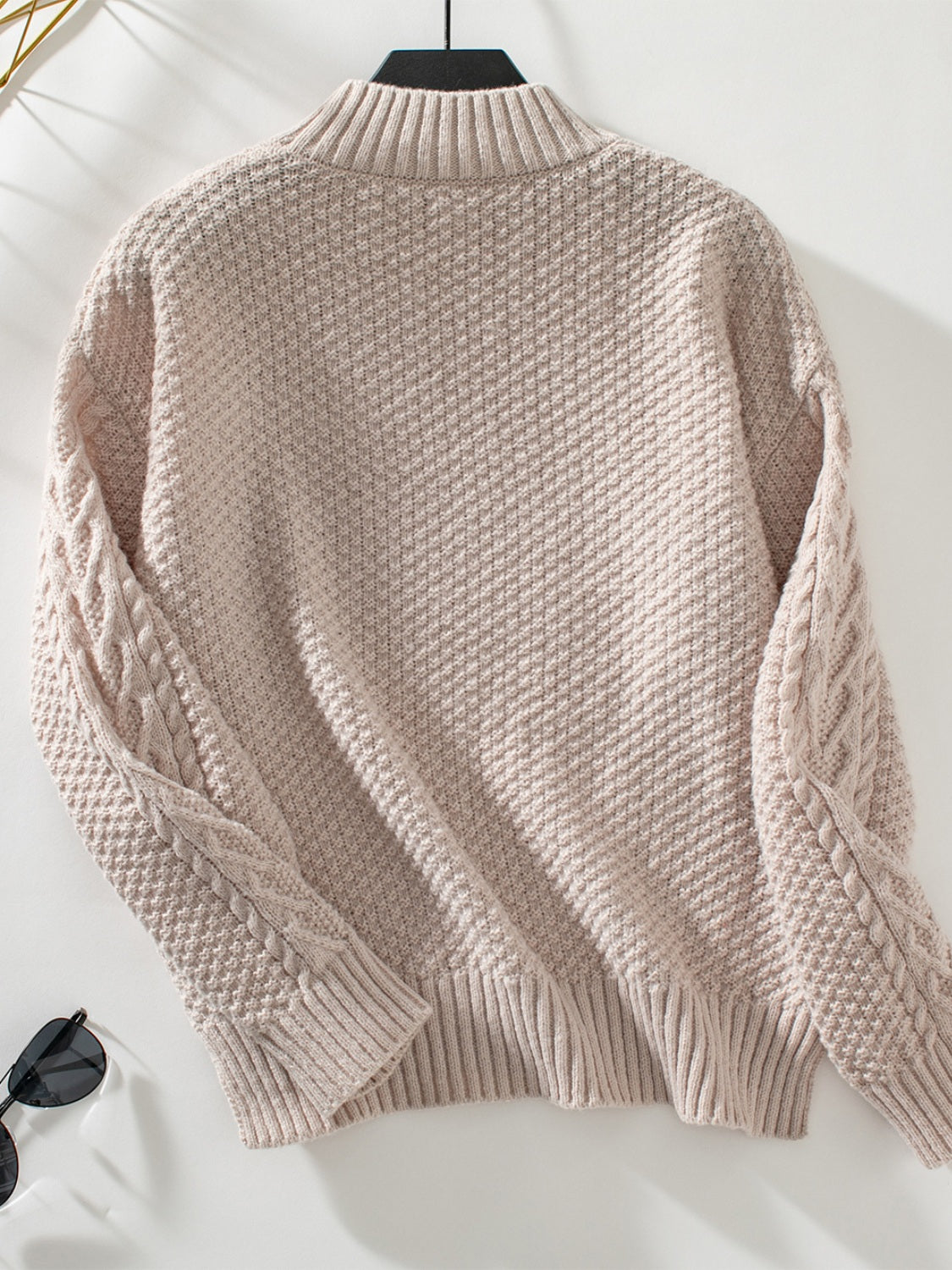 Cable-Knit Mock Neck Long Sleeve Sweater | Winter Sweater | Sweater Weather