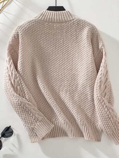 Cable-Knit Mock Neck Long Sleeve Sweater | Winter Sweater | Sweater Weather