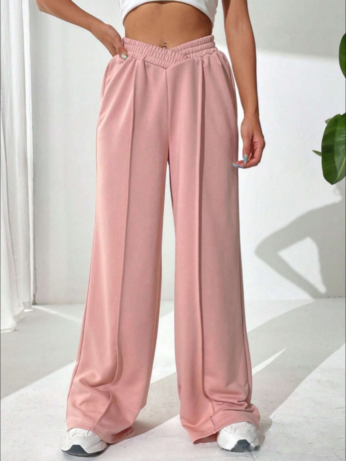 Elastic Waist Wide Leg Pants | Cozy Winter Loungewear | Loungewear