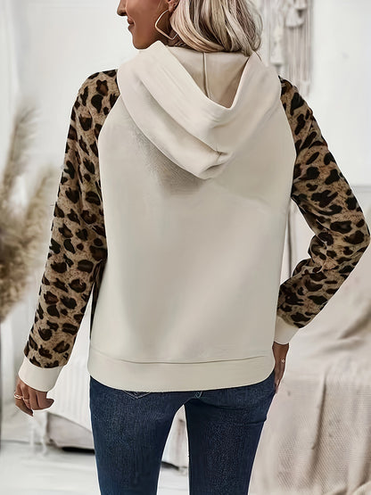 Leopard Half Button Long Sleeve Hoodie | Cozy Hoodies