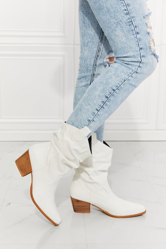 Better in Texas Scrunch Cowboy Boots in White - Wander Free Boutique - Better in Texas Scrunch Cowboy Boots in White