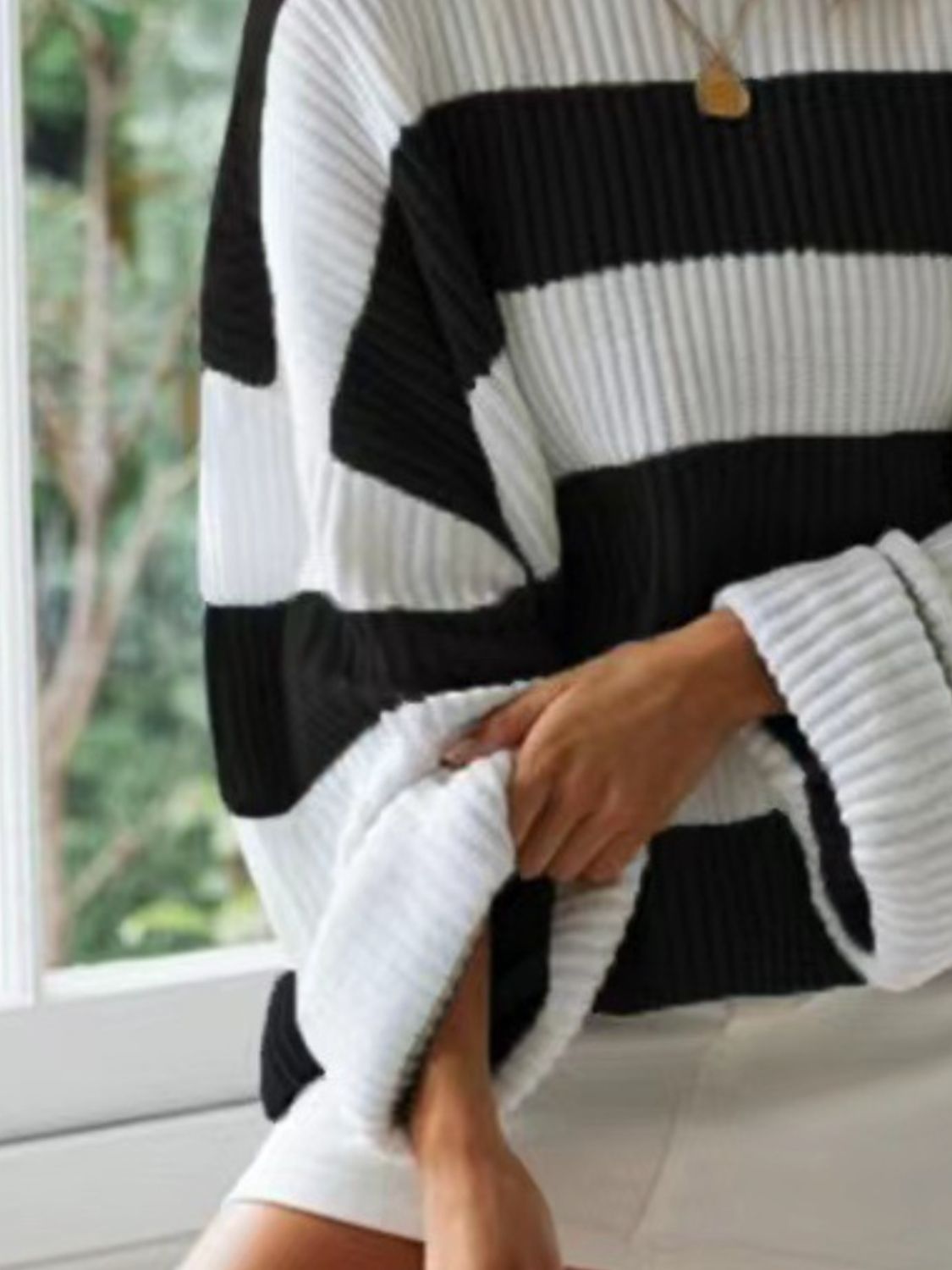 Round Neck Long Sleeve Striped Colored Sweater | Winter Fashion | Sweaters