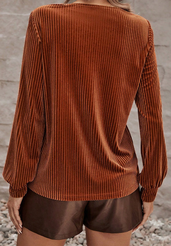 Half Zip Caramel Long Sleeve T-Shirt | Zip-up Collar | Cozy Weather