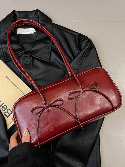 Leather Bow Trim Shoulder Bag | Handbags | Trending Hand Bags