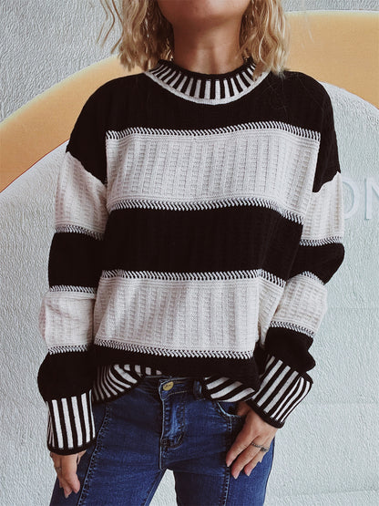 Contrast Round Neck Long Sleeve Sweater | Winter Fashion | Trending Sweaters