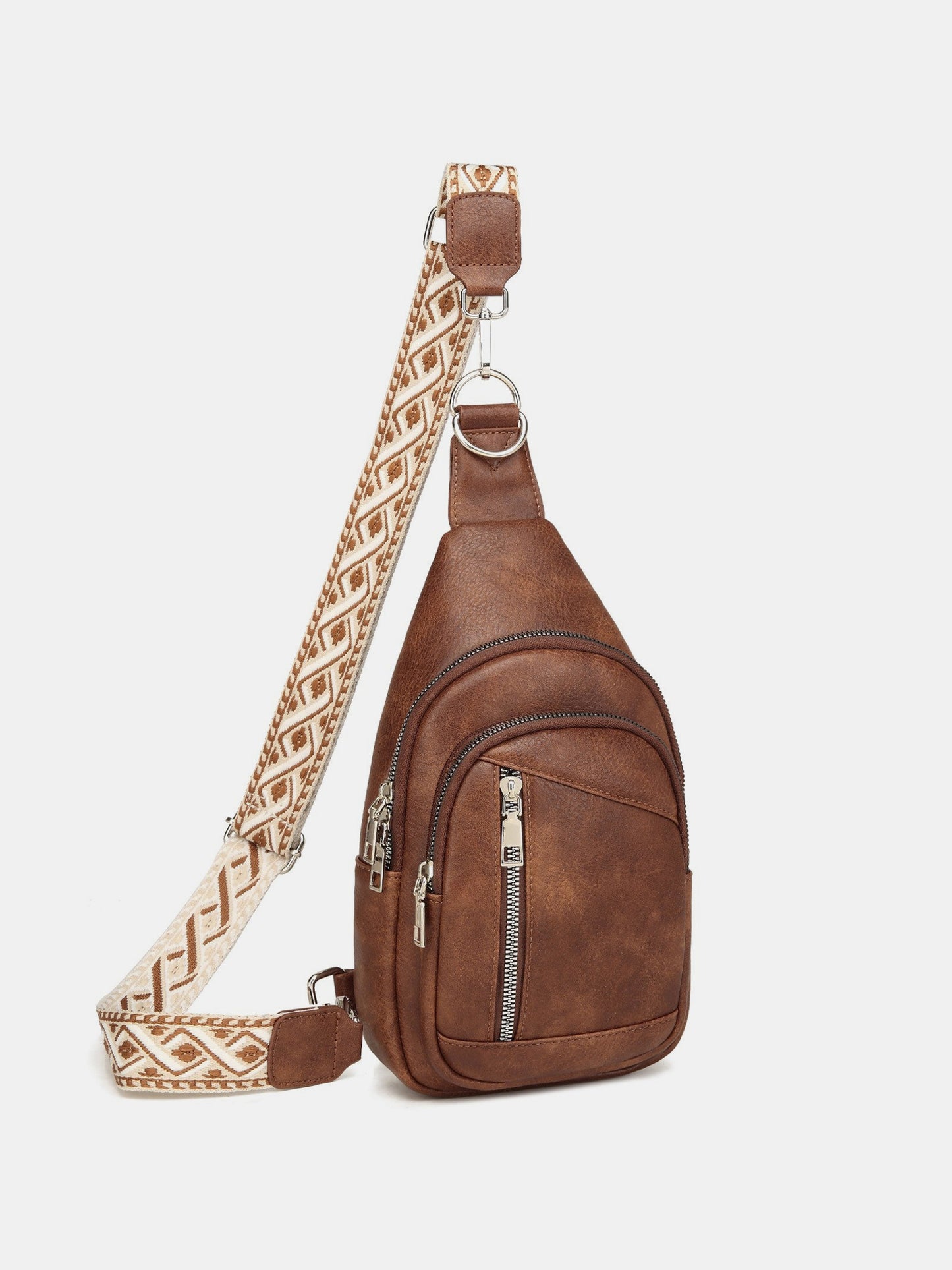 Synthetic Leather Crossbody Bag with Two Detachable Straps