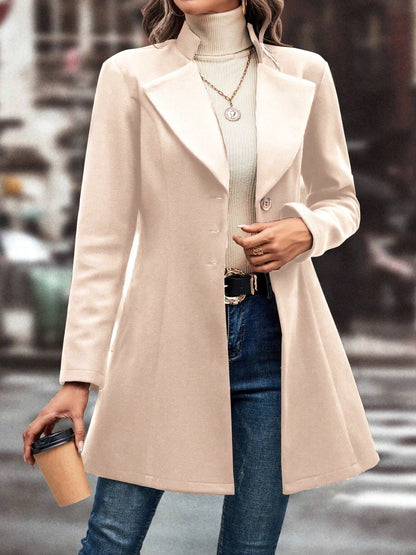 Collared Neck Long Sleeve Longline Coat | Fall Fashion | Outerwear