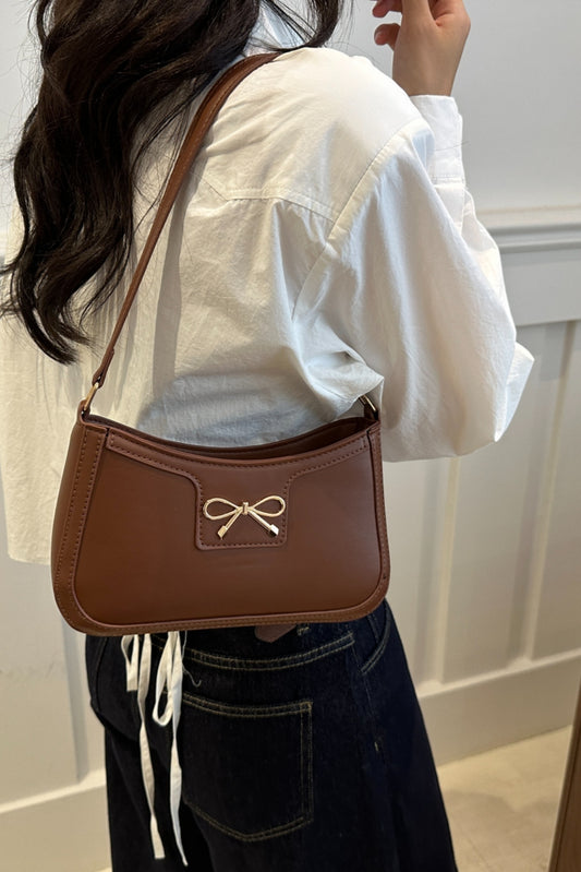 Bow Trim PU Leather Shoulder Bag | Handbags | Purses