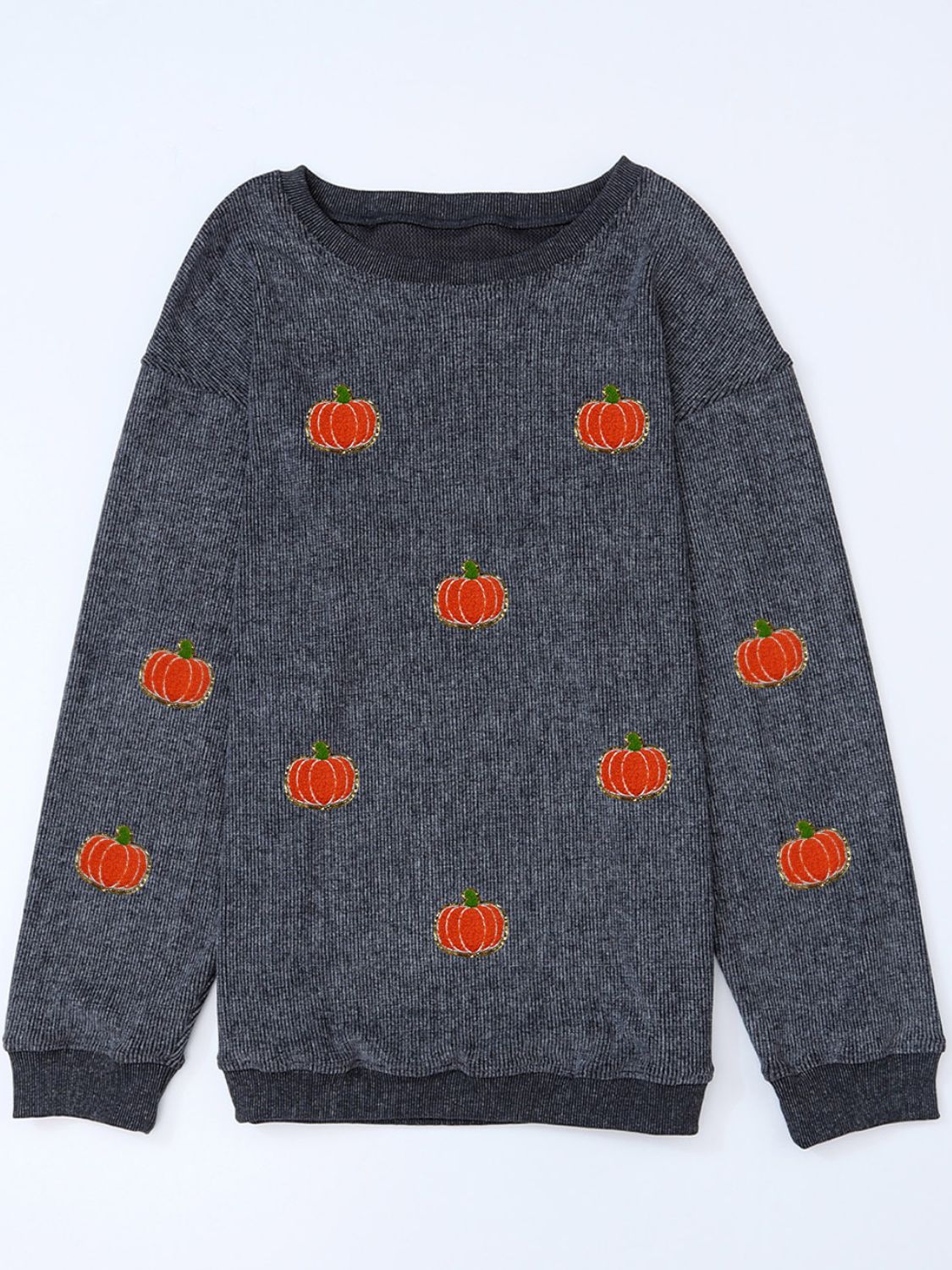 Pumpkin Round Neck Long Sleeve Sweatshirt | Halloween Sweatshirt | Fall Sweatshirt | Pumpkin