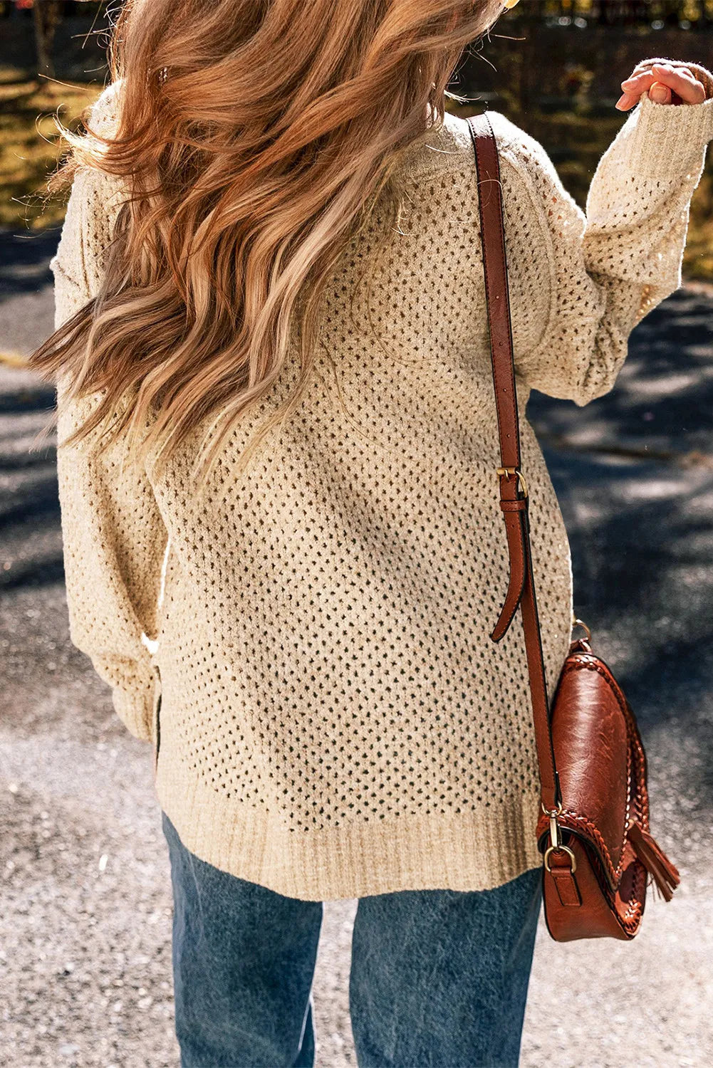 V-Neck Dropped Shoulder Oversized Sweater