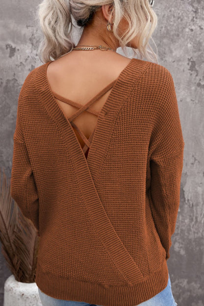 Crisscross Back Boat Neck Sweater | Winter Fashion | Cozy Season