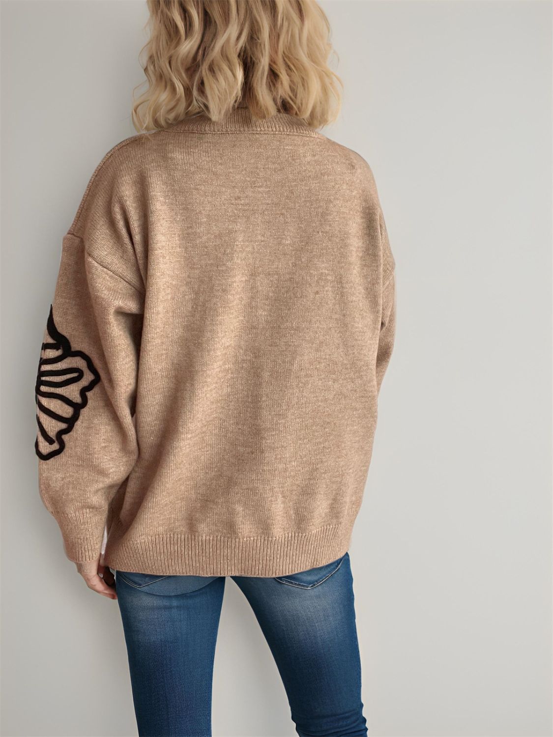 Flower Round Neck Long Sleeve Sweater | Winter Fashion