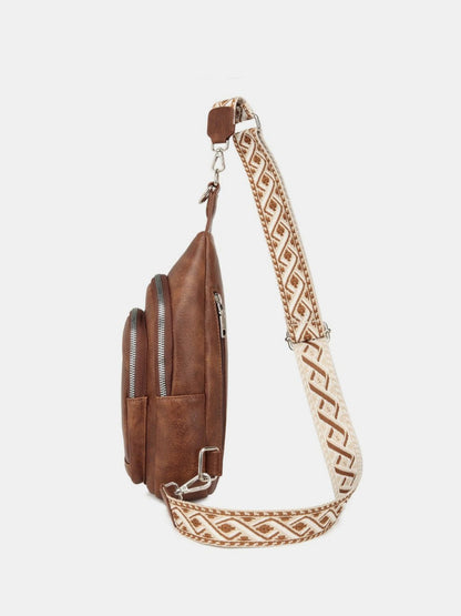 Synthetic Leather Crossbody Bag with Two Detachable Straps