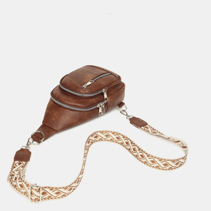 Synthetic Leather Crossbody Bag with Two Detachable Straps