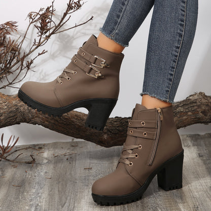 Leather Round Toe Block Heel Boots | Ankle Boots | Fall Fashion