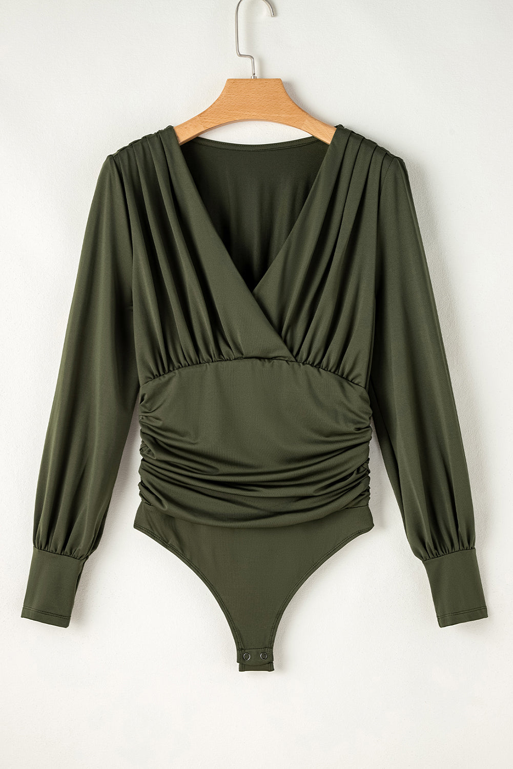 Ruched Surplice Long Sleeve Bodysuit | Winter Blouses