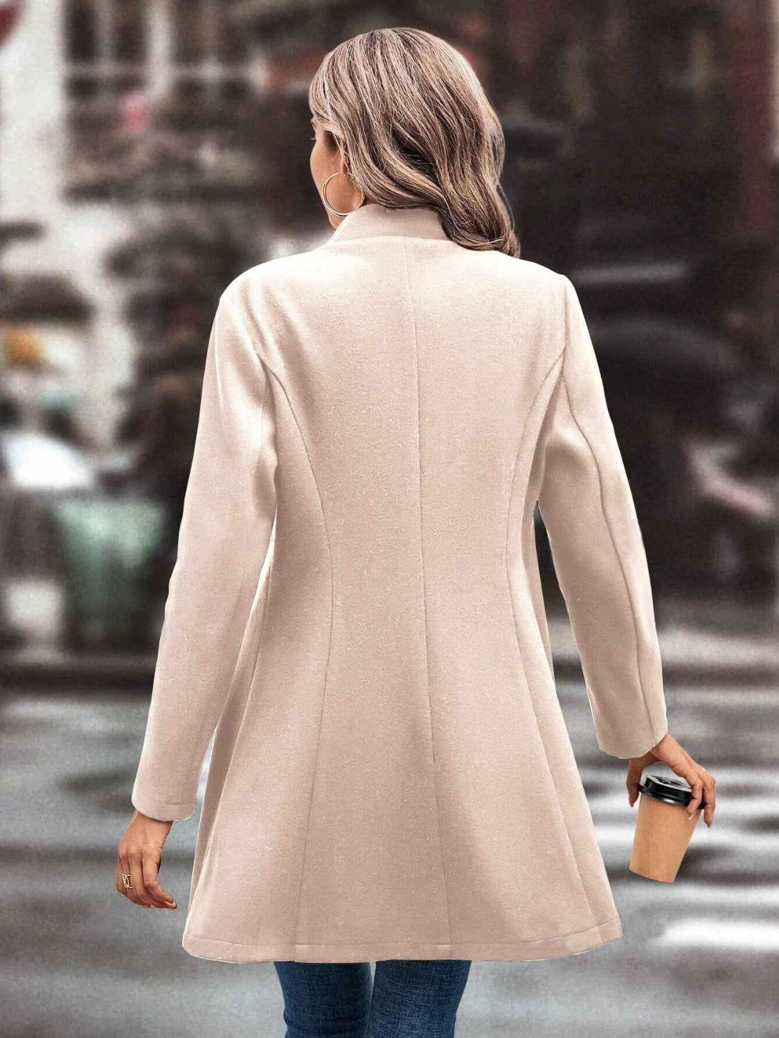 Collared Neck Long Sleeve Longline Coat | Fall Fashion | Outerwear