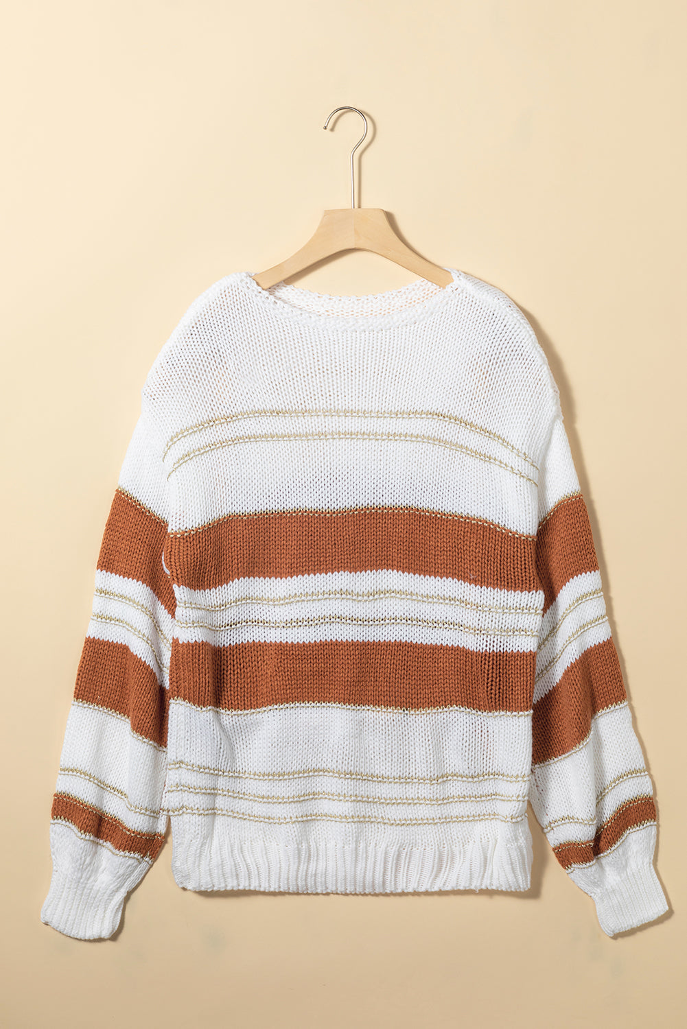 Striped Round Neck Dropped Shoulder Sweater | Cozy Sweater | Sweater Weather