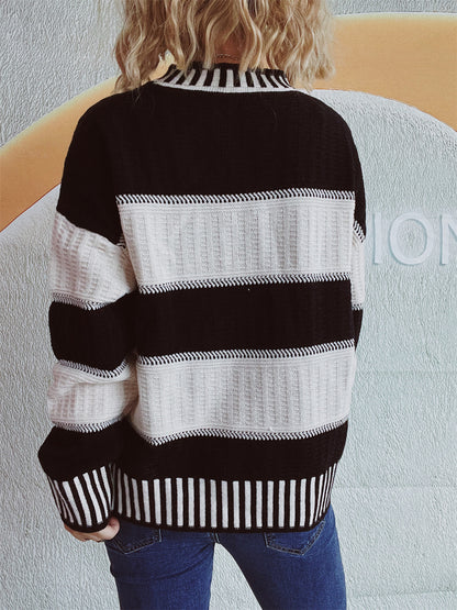 Contrast Round Neck Long Sleeve Sweater | Winter Fashion | Trending Sweaters