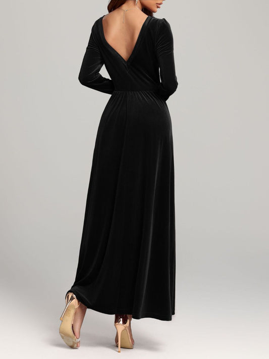 Velvet Square Neck Long Sleeve Dress | Winter Dress | Holiday Dress