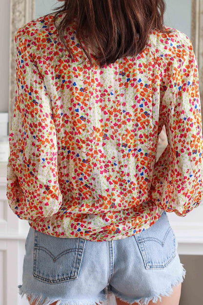 Floral Printed Notched Long Sleeve Shirt | Spring Blouses