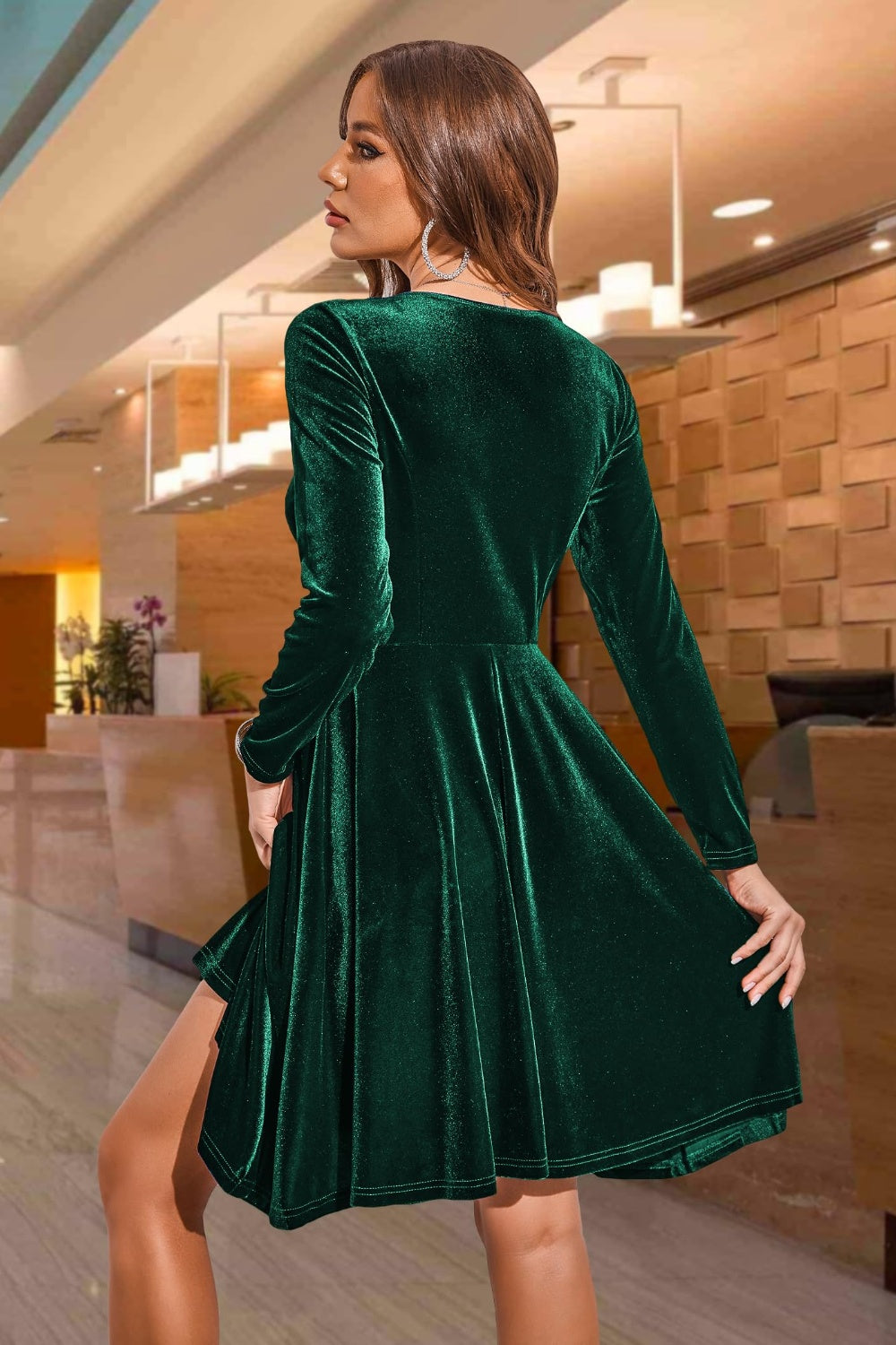 Round Neck Long Sleeve Knee Length Dress | Winter Dresses | Holiday Dress