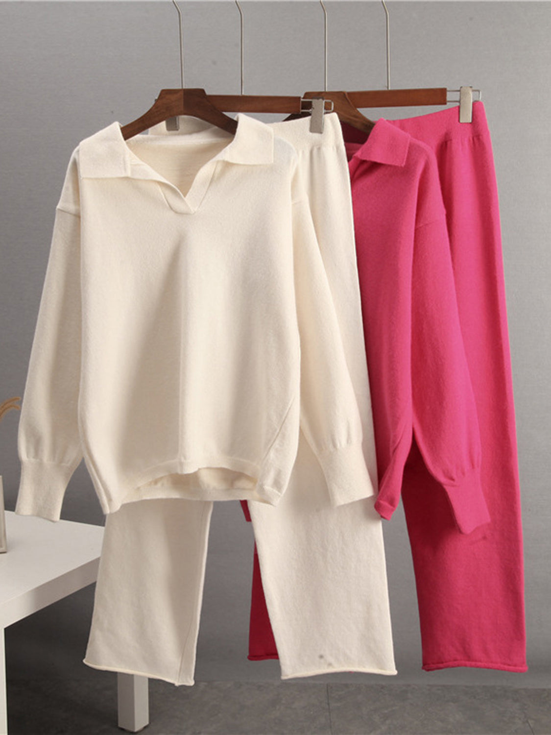 Johnny Collar Long Sleeve Top and Pants Sweater Set | Loungewear