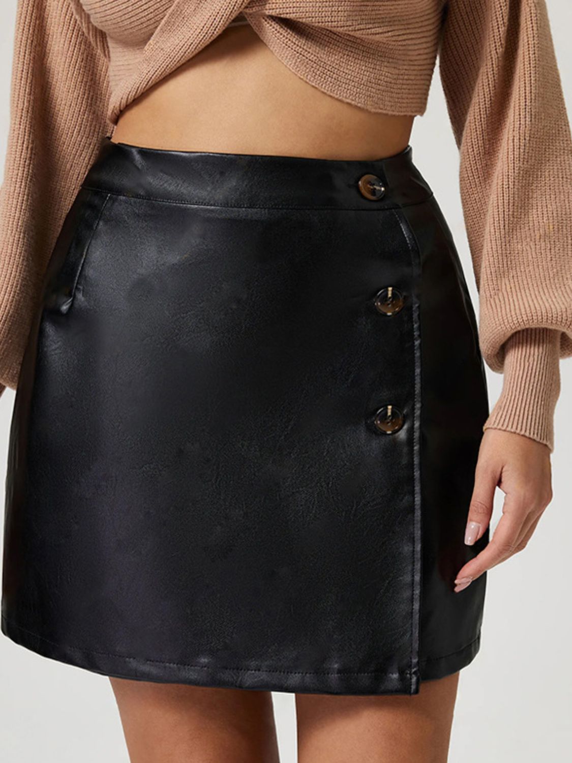 Buttoned High Rise Mini Skirt | Skirts | Everyday Fashion