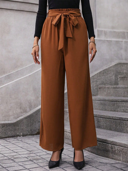 Tied Caramel Colored Wide Leg Pants