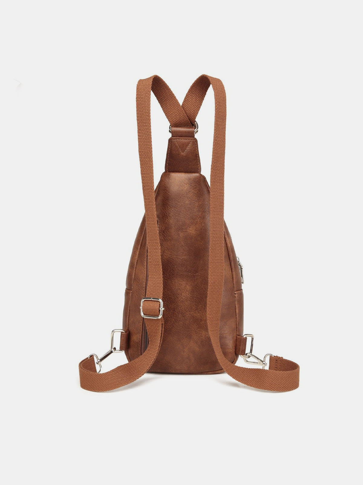 Synthetic Leather Crossbody Bag with Two Detachable Straps